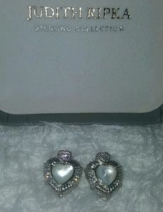 JUDITH RIPKA STERLING HEART MOTHER OF PEARL EARRIN
